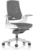 Zure High Back White Shell Elastomer Executive Chair, elastomer gel grey, no headrest