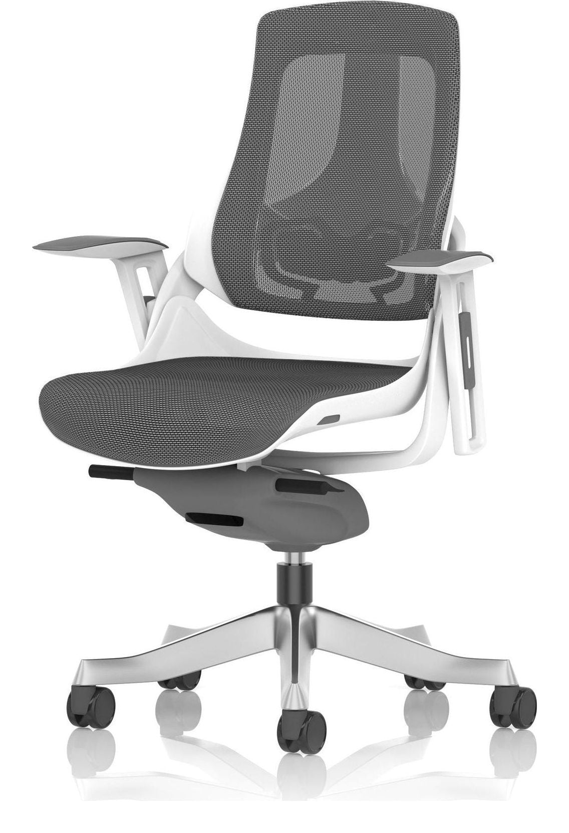 Zure High Back White Shell Mesh Executive Chair, no headrest, another view 2