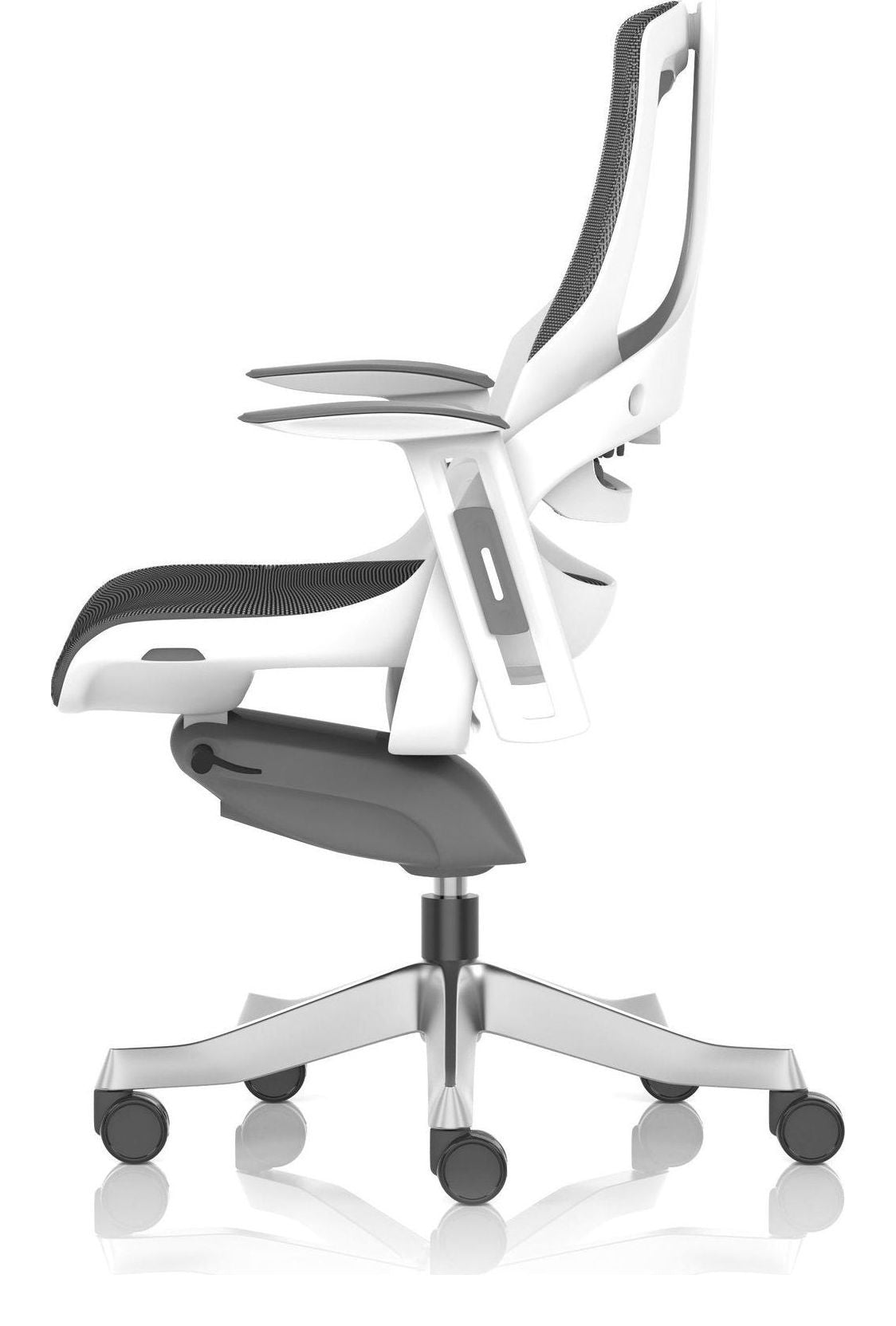 Zure High Back White Shell Mesh Executive Chair, no headrest, another view 3