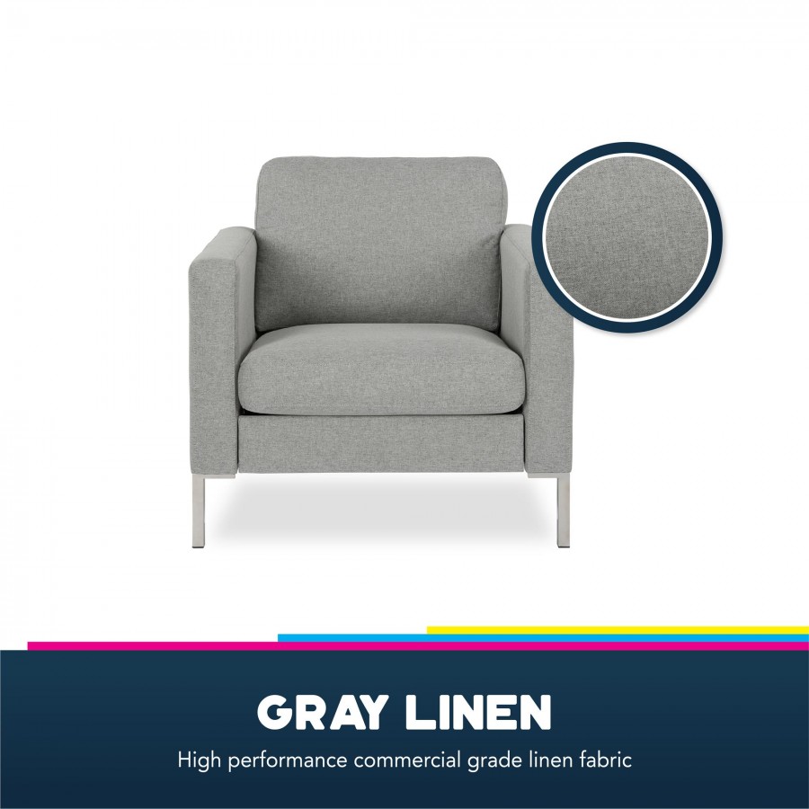 Fabry Grey Linen Chair