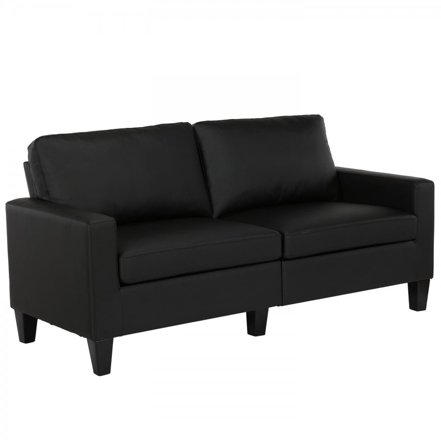 Rylie Black Faux Leather Sofa