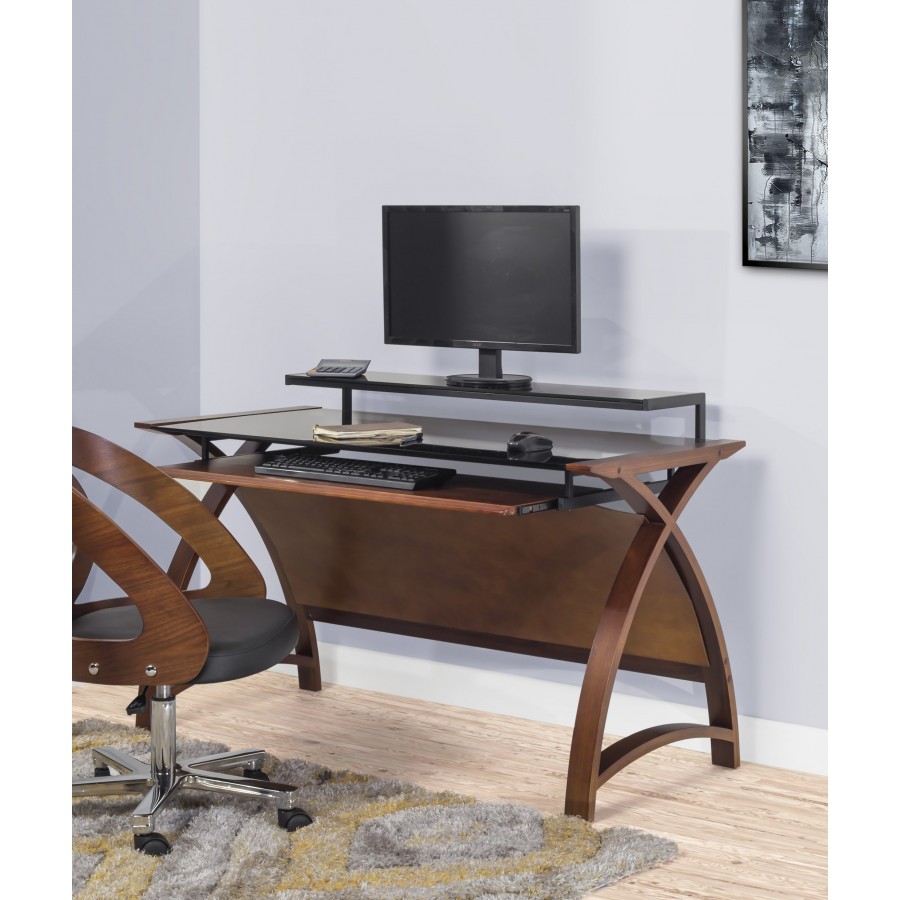 walnut curved desk